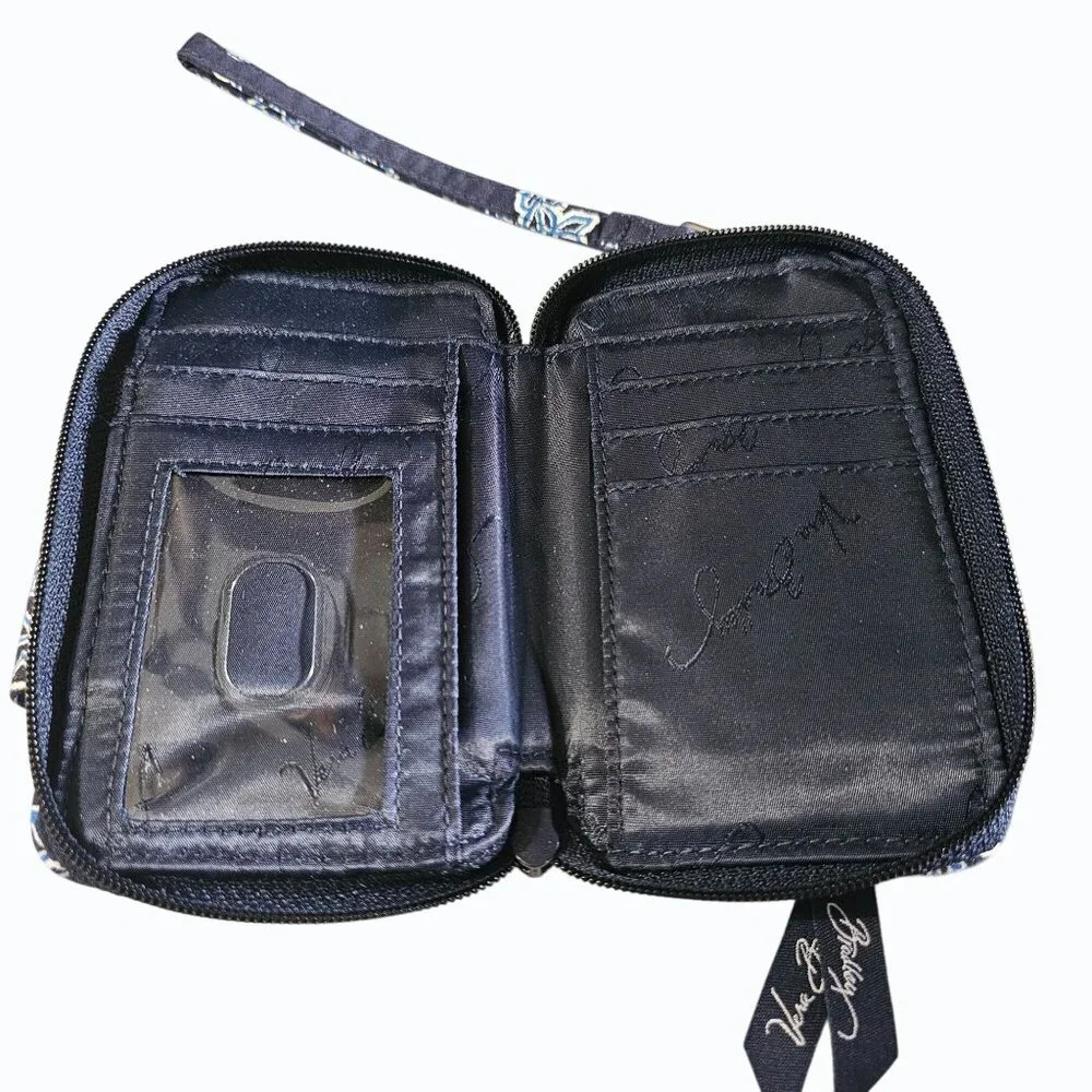 Vera Bradley All Around Zip Wristlet Wallet Blue Bandana Pattern EUC - Picture 6 of 9